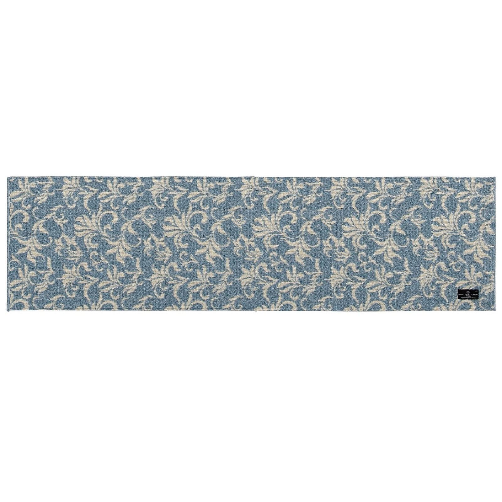 新品 センコー(Senko) URBAN802 キッチンマット インテリアマット 約50× 180cm ブルー ギリシャ製 薄手 床暖房 洗える 69343