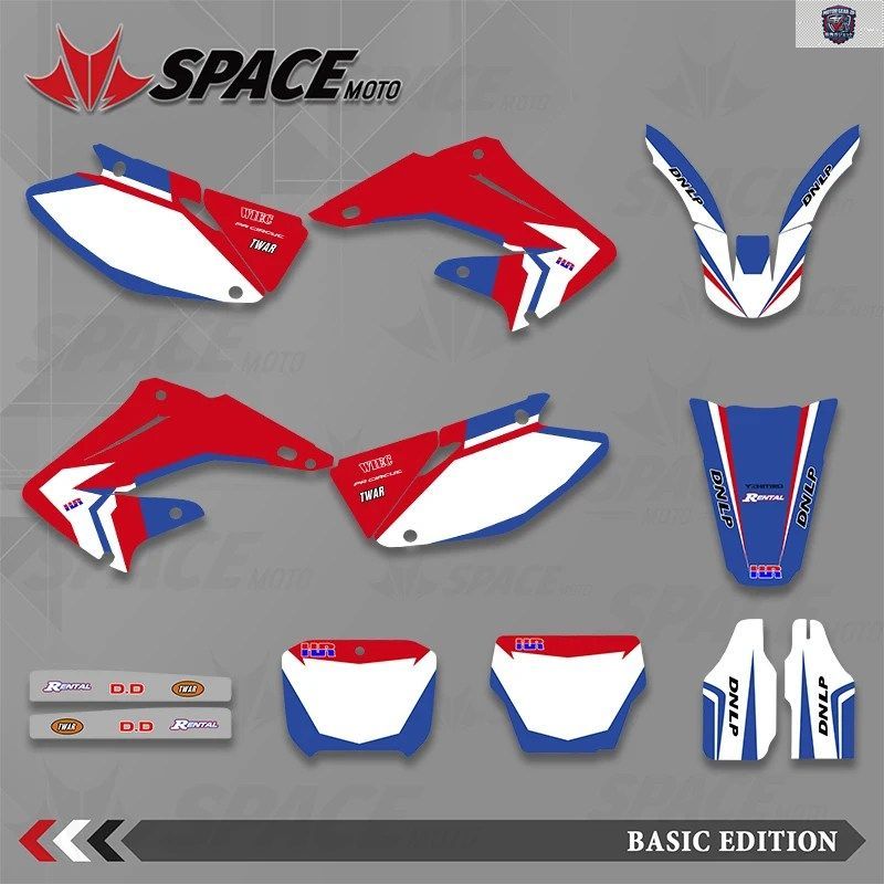 スペースフルグラフィック オートバイデカールステッカー ホンダ CR125 CR250 CR 125 CR 250 2002-2012 背景番号名前