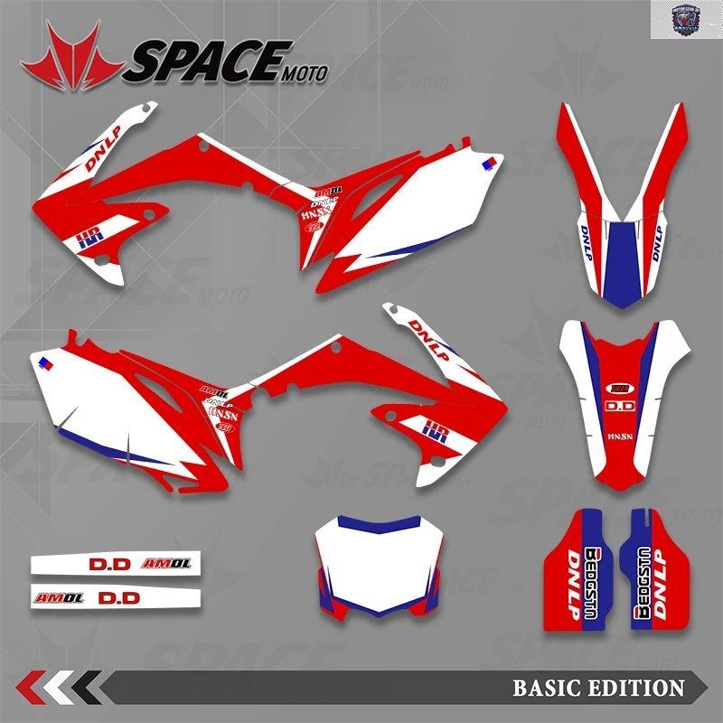 スペースフルグラフィックデカールステッカーオートバイ背景番号名前HONDA CRF250 2010-2013 CRF450 2009-2012