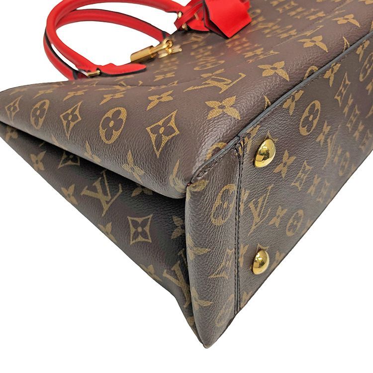 LOUIS VUITTON ルイヴィトン モノグラム フラワートート コクリコ