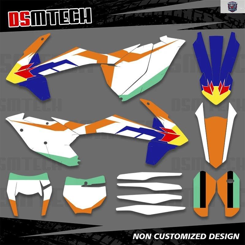 KTM XC XCF SX SXF 2016 2017 2018 ナンバーネーム背景ステッカーグラフィックデカールキットフルセット 005