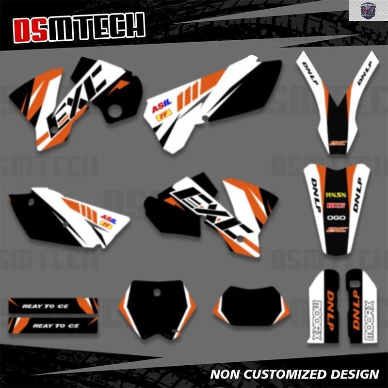 KTM EXC 300 EXC 125 500 530 2004 オートバイ用グラフィック背景デカールステッカーキット
