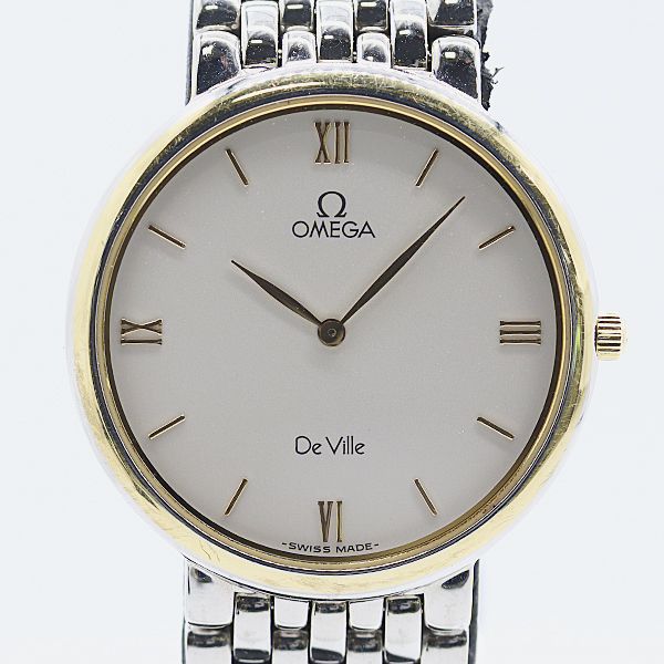美品 稼働 オメガ デビル QZ シルバー文字盤 メンズ腕時計 0003300 6BKT KMT ABC24602