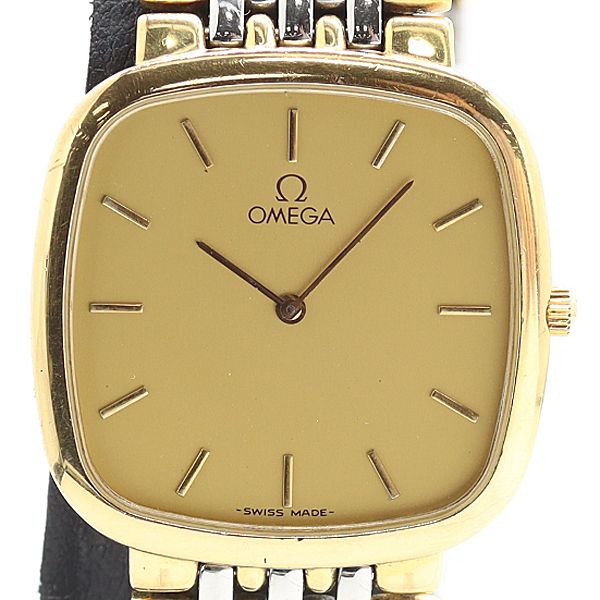 良品 オメガ デビル QZ ゴールド文字盤 メンズ腕時計 2000000 5JWY IGW ABC24667