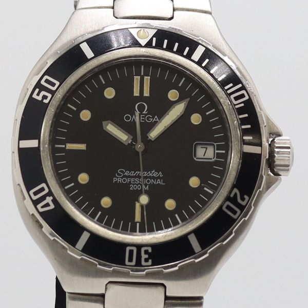 良品 稼動 オメガ シーマスター プロ200M QZ デイト ブラック文字盤 メンズ腕時計 2000000 5JWY NAM ABC24693
