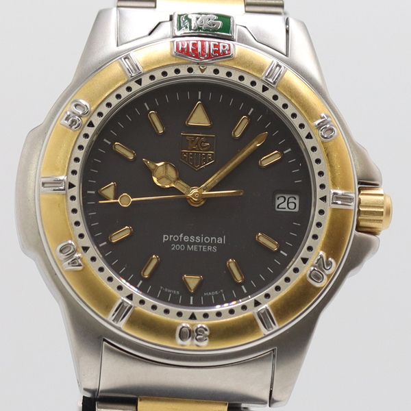 美品 稼動 タグ・ホイヤー プロ200M WF1122-K0 QZ デイト グレー文字盤 メンズ腕時計 2000000 5JWY NAM ABC24684