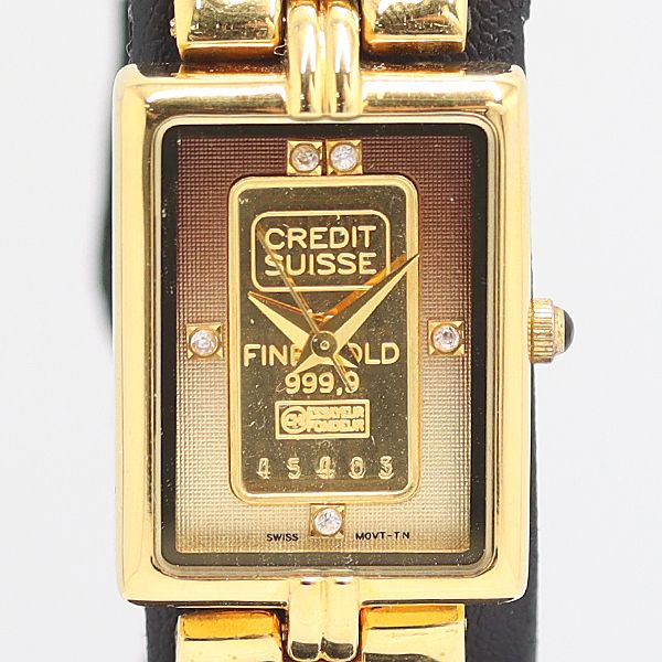 良品 稼働 エルジン クレジットスイス FK-582-TN QZ FINE GOLD 999.9 1g ゴールド文字盤 レディース腕時計 2000000 NSK MYT ABC24780