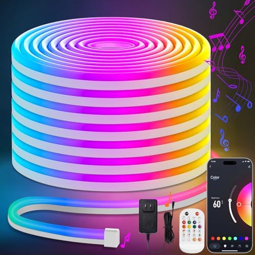 Lamomo LEDテープライト RGB 20M 調光調色 チューブ管 間接照明 IP65防水 高輝度 切断可能 ネオンライト Bluetooth app&リモコン制御 音楽同期 テープ パーティーDIYに店舗/看板/ゲーム室/天井/棚下/ホーム/装飾送料無料