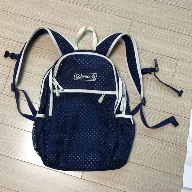 レア) coleman ドット 水玉 ドット ネイビー バックパック