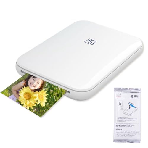 R◆フォトプリンター スマホプリンター インク不要 Bluetooth接続 ワイヤレス印刷 ZINK印刷技術 AR写真対応 ポータブル 小型 軽量 シールタイプ用紙 フォト用紙×5枚付き USB充電 勉強 手帳 オフィス 写真 メモ 領収書 1053c9c2