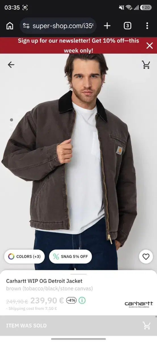 (Size S) Carhartt カーハート WIP デトロイト ジャケット ブラウン