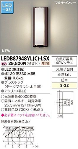 新品 東芝(TOSHIBA) LEDアウトドアブラケット LED一体形 LEDB87948YL(C)-LSX