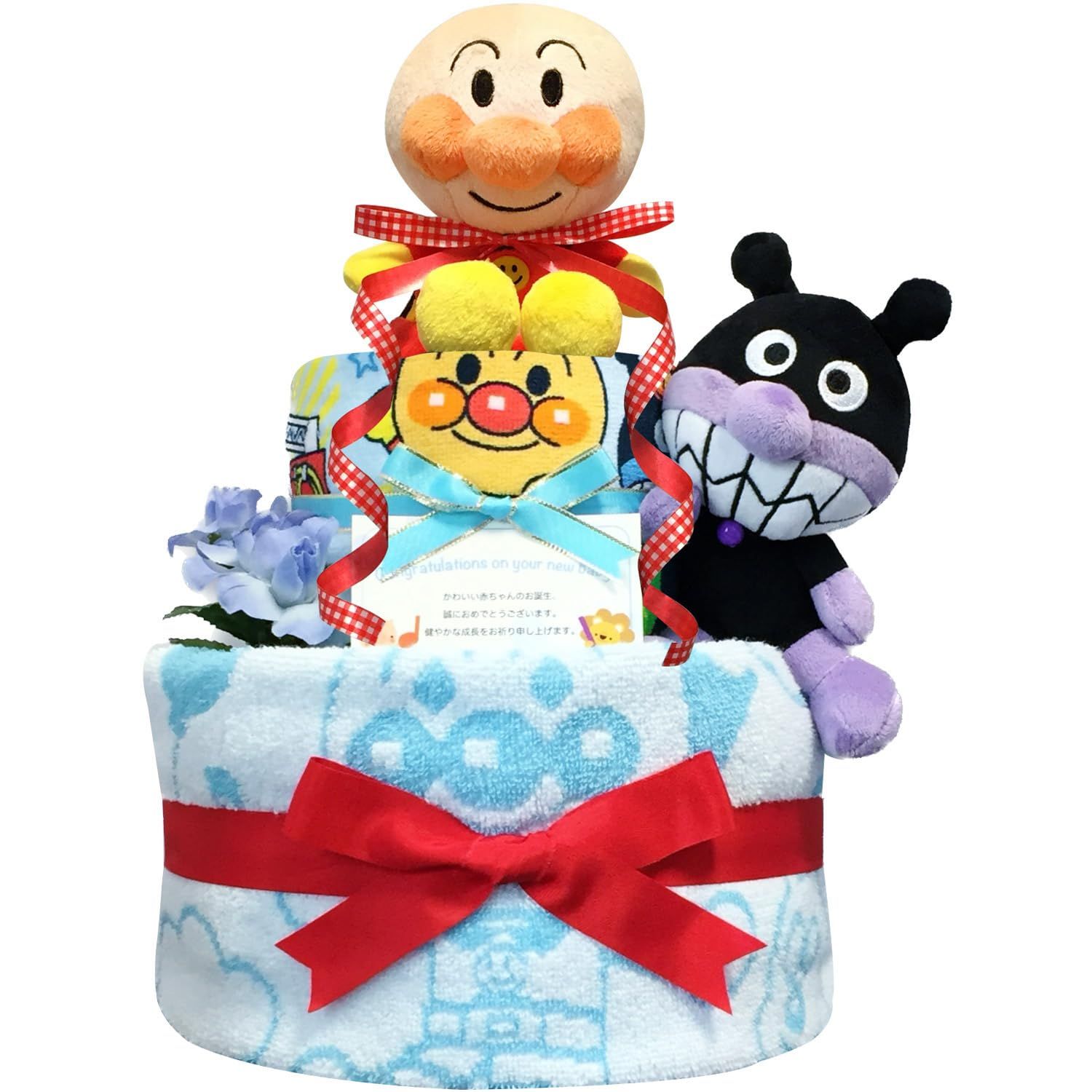 KanonBabys おむつケーキ 男の子 出産祝い 赤ちゃん 誕生日 ベビーシャワー ギフト 2段 Mサイズ anp3011 [ハーフバースデー・1歳の誕生日にオススメおむつサイズＭ]