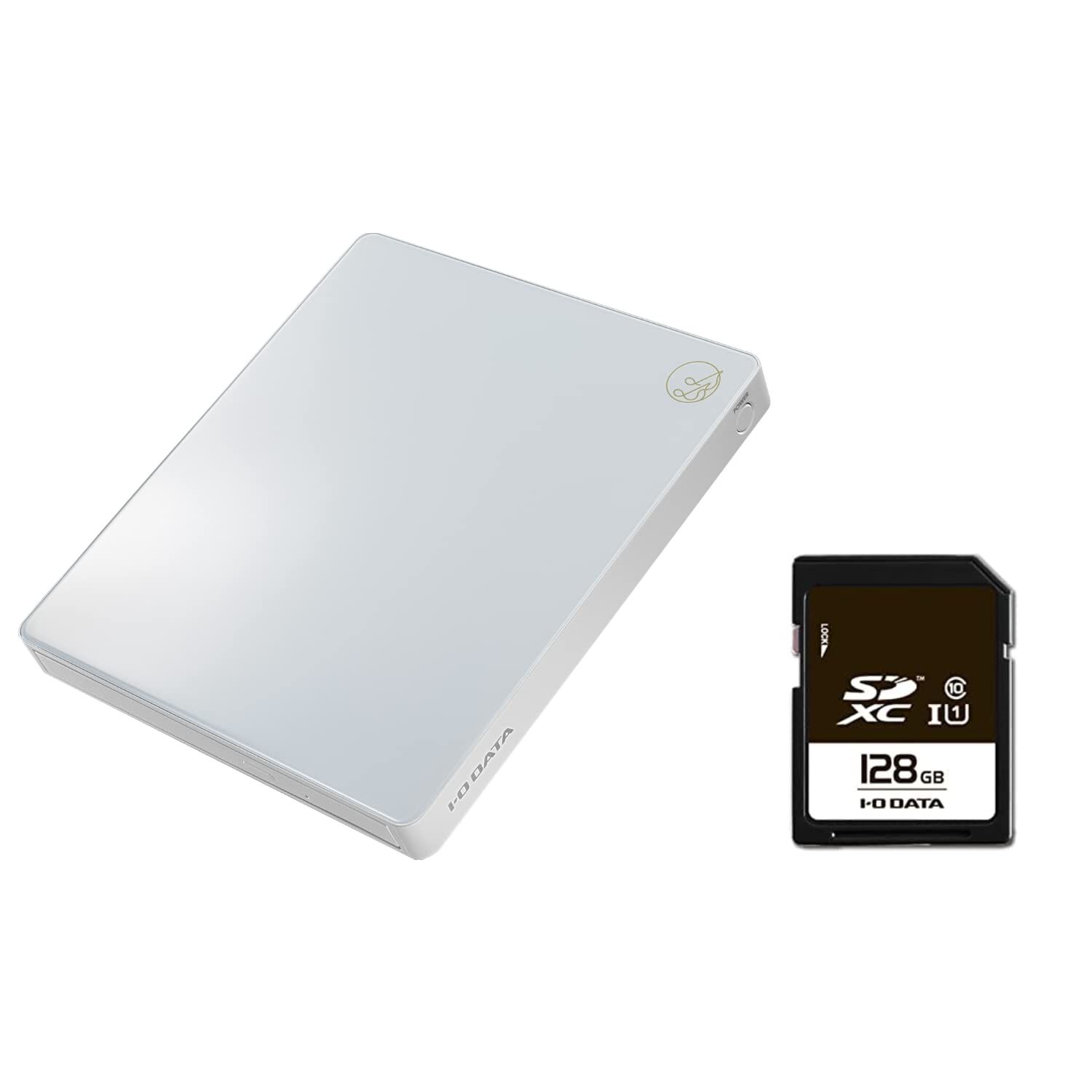 新品 IODATA CDレコーダー「CDレコ6(ホワイト)」 スマホ CD取り込み パソコン不要 Wi-Fiモデル CD-6WW/E & IODATA SDXCカード 128GB UHS-I(スピードクラス1)/Class10対応 耐X線 EX-SDU1/12