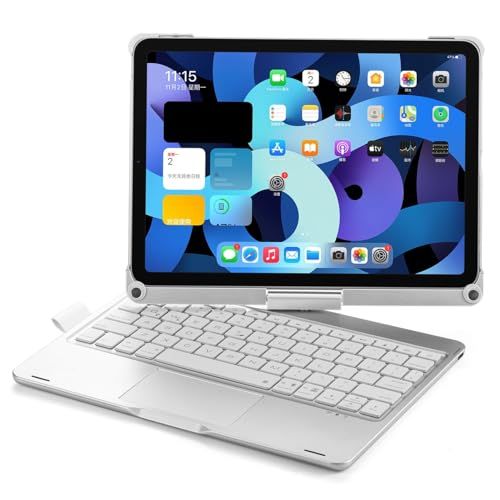 360°回転 キーボードケース 対応 iPad Air 11 インチ(M4 2026/M3/M2)/iPad (11/10)世代/Air 5/Air 4/Pro11（第4/3/2 世代），縦置きスマート 一体式 タッチパッド付き バックライト 835d3c66