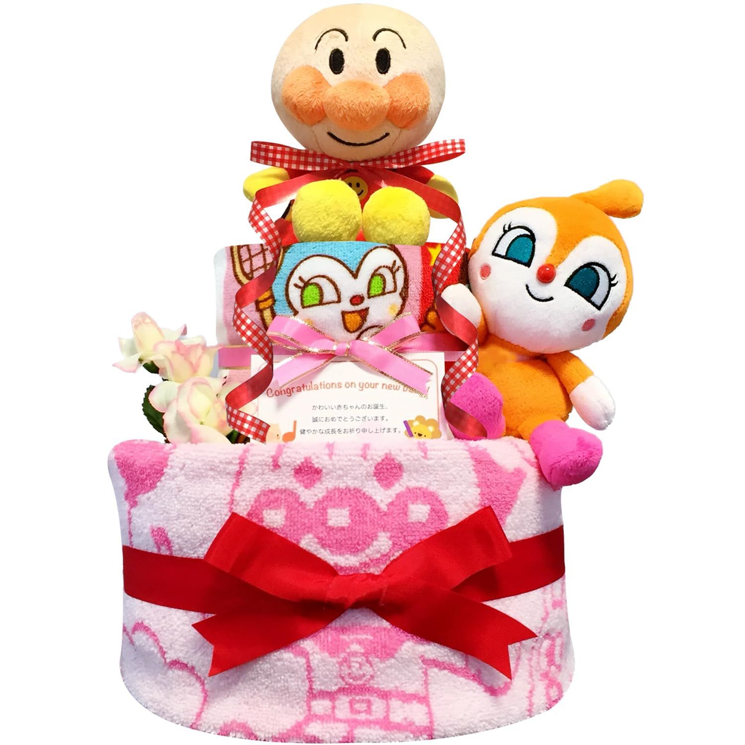 KanonBabys おむつケーキ 女の子 出産祝い 赤ちゃん 誕生日 ベビーシャワー ギフト 2段 Mサイズ anp3111 [ハーフバースデー・1歳の誕生日にオススメおむつサイズＭ]