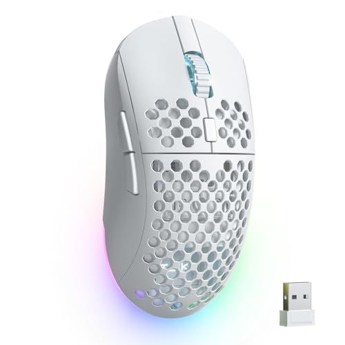 TMKB M1 ゲーミングマウス 無線 ワイヤレスマウス 24000DPI 光学センサー 3モード接続(2.4G/Bluetooth 5.2/USB-C有線) 180時間連続使用 軽量90g ハニカムデザイン マクロ対応6ボタン RGBライテ be44a0a0