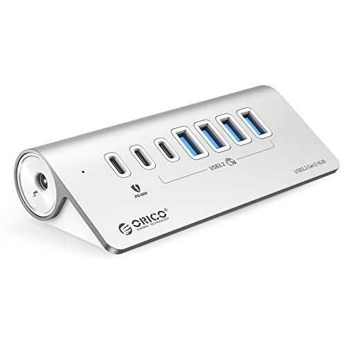 ORICO USB ハブ USB3.2 7ポート 60WPD充電 10Gbps高速転送 アダプタ付き セルフパワー/バスパワー両対応 100cmケーブル USB-C/USB-Aデバイス両対応 Windows/Linux/Mac OS/Android等O送料無料