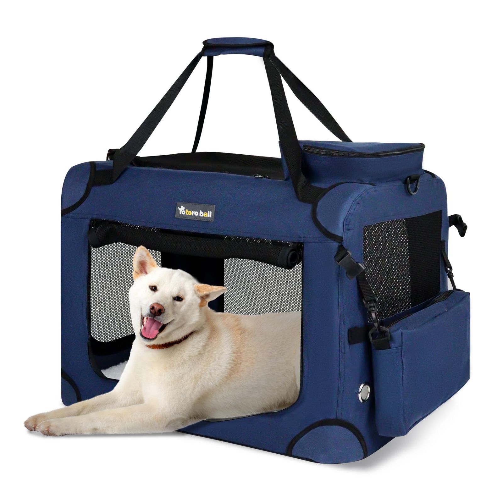 Totoro ball ソフトクレート 中型犬 犬用クレート 犬用キャリーバッグ 犬 キャリーケース 折りたたみ 犬 車用ケージ 5面メッシュ 頑丈耐久 ロック付き 給水ボトルバンド付き 中型犬・猫2匹 15kgまで『トランク、旅行、避難、室 98238f8f