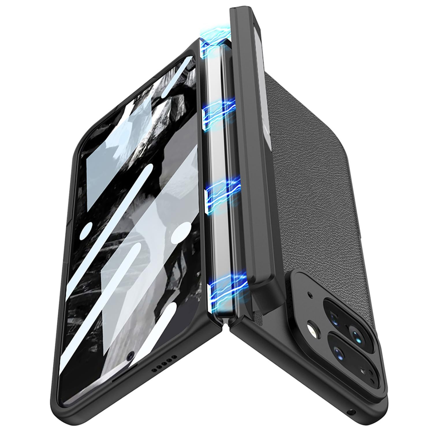 9 Pro Foldのケース 薄型 軽量 折り畳み レイシのレザー 滑り防止