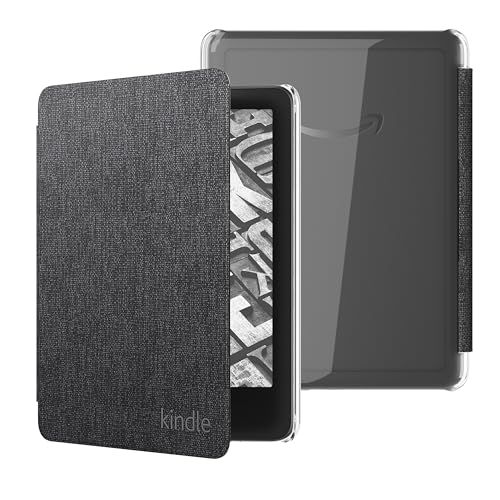 R◆【Kindle Paperwhite 第12世代・Kindle Colorsoft用】背面クリア ファブリックカバー (ブラック) 7823eb25