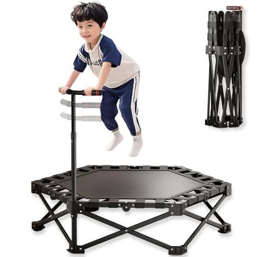 ☆新品☆【かんたん設置収納】STEEZY トランポリン 室内用 折りたたみ 手すり 静音 安全ゴムバンド式 国内企画 省スペース 大人 子供兼用 工具不要 耐荷重150kg 高さ調整 静音 ダイエット エクササイズ 6c57c2da