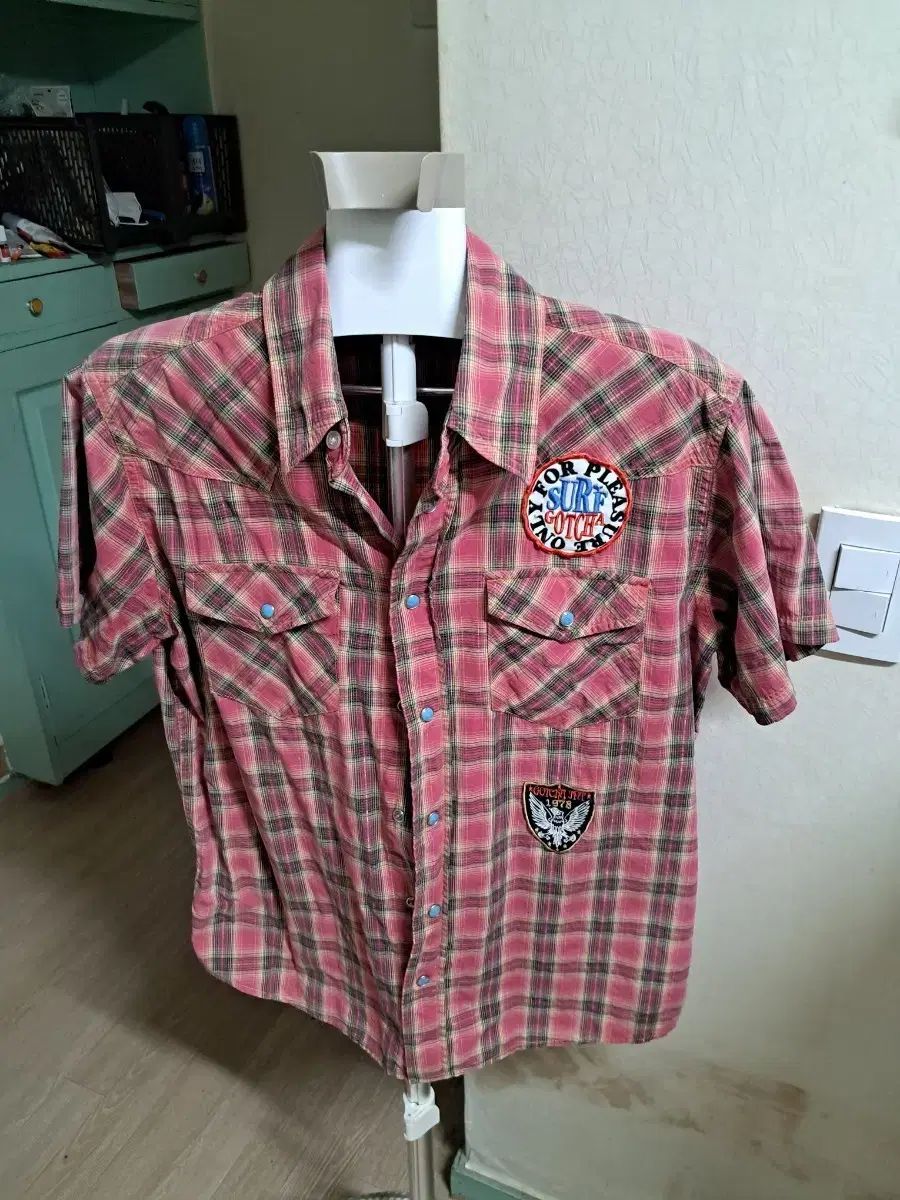 CHECK 半袖 シャツ パッチ IN ジャパン