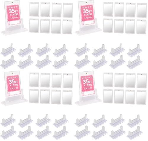 Milibess【推し活に チェキ対応】スタンド付き マグネットローダー ? トレカ・チェキ飾り用 UVカット 自立式 カードホルダー 透明 クリア (16) (× 4)送料無料