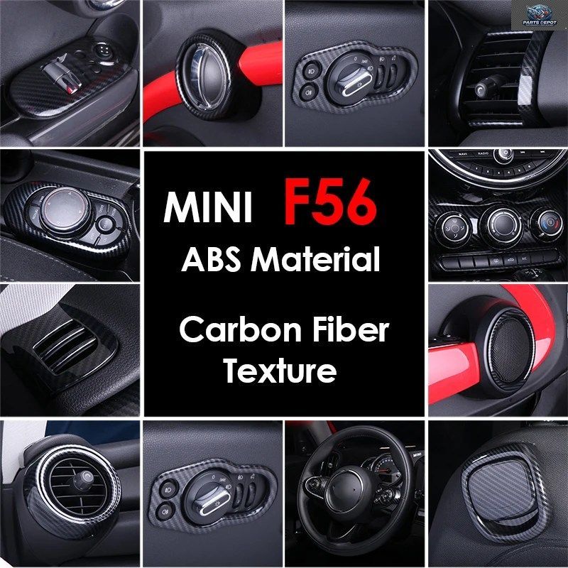 アンバーマイル ミニクーパー F56 車内 カーボンファイバー調コンソール エアアウトレット ドアスピーカーハンドルカバートリム
