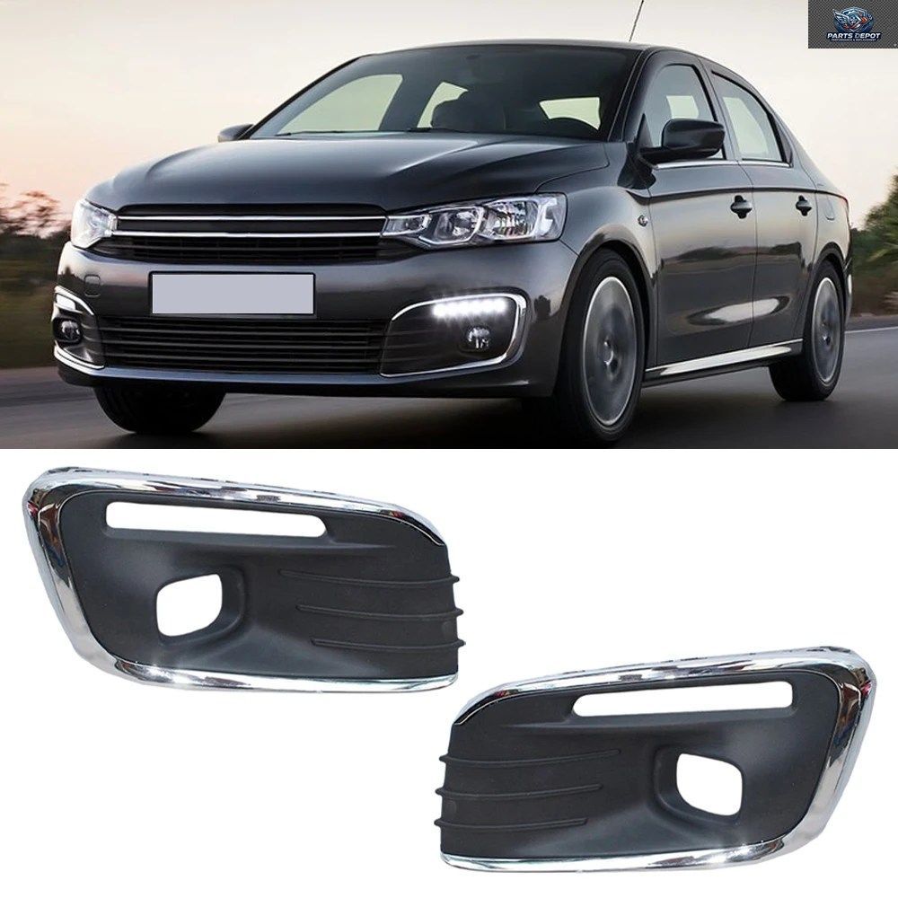 車のフロントバンパーフォグランプカバートリムグリルフォグランプフレームシトロエンエリゼC-エリゼ2017 2018 2019ハイコンフィグレーショ