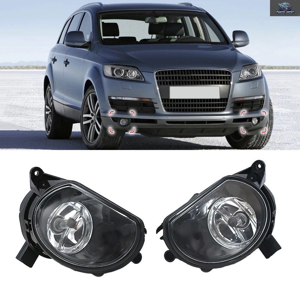 K-CAR フロントバンパーフォグランプ ハロゲンバルブ付き カースタイリング アウディ Q7 2006 - 09 8P0941699A 8P0941700A