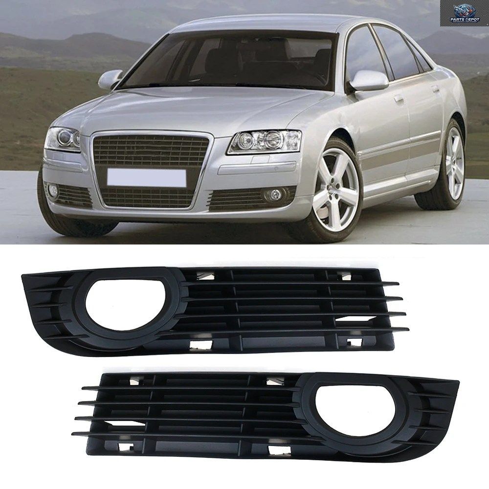 車のフロントバンパーフォグランプグリルラジエーターグリルグリルカバーアウディA8 D3 2005 2006 2007 4E0807681AD 4E0807682AD
