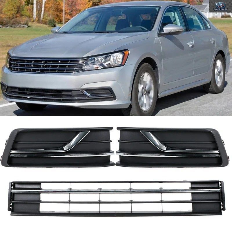 電気メッキ加工トリム付き自動車用フォグランプフレーム フォルクスワーゲン VW パサート 2016 - 19 フォグランプ穴なしフォグランプグリル