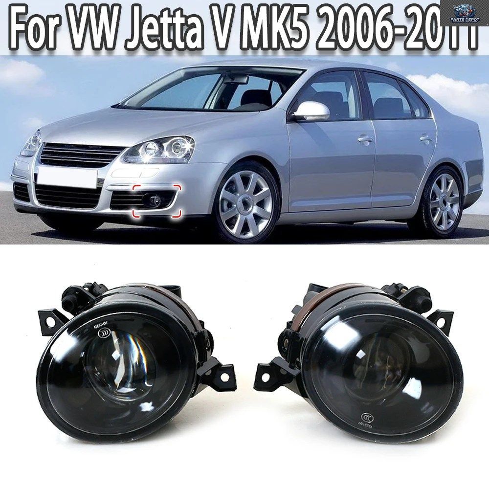 K-CAR フロントバンパー ハロゲンフォグライト フォグランプ 凸レンズ付き フォルクスワーゲン VW ジェッタ V MK5 2006 - 11