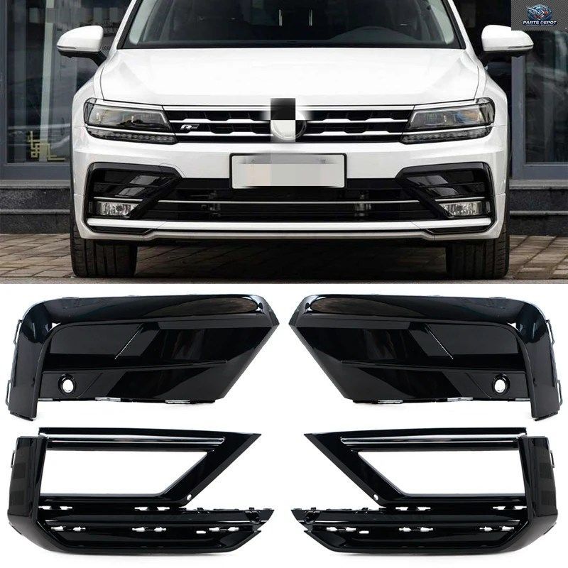 VW ティグアン R-LINE 2017 2018 2019 車用フロントフォグランプバンパーフレームトリムパネルロアセンターグリルフォグランプフレーム