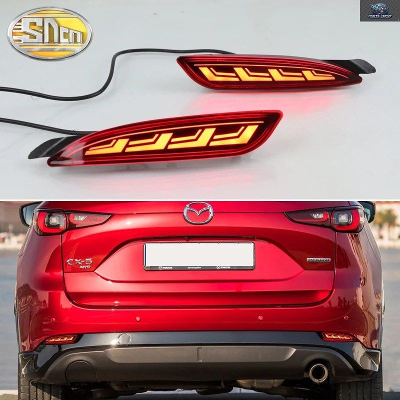 マツダ CX-5 CX5 2022-2023 3-IN-1機能 12V LEDバンパーライト リアフォグランプ ブレーキライト ダイナミックターンシグナルリフレクター