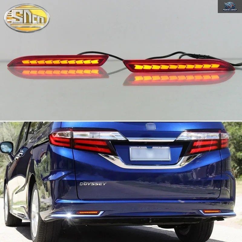 ホンダ オデッセイ 2014-2024 3-IN-1機能 12V LEDバンパーライト リアフォグランプ ブレーキライト ダイナミックターンシグナルリフレクタ
