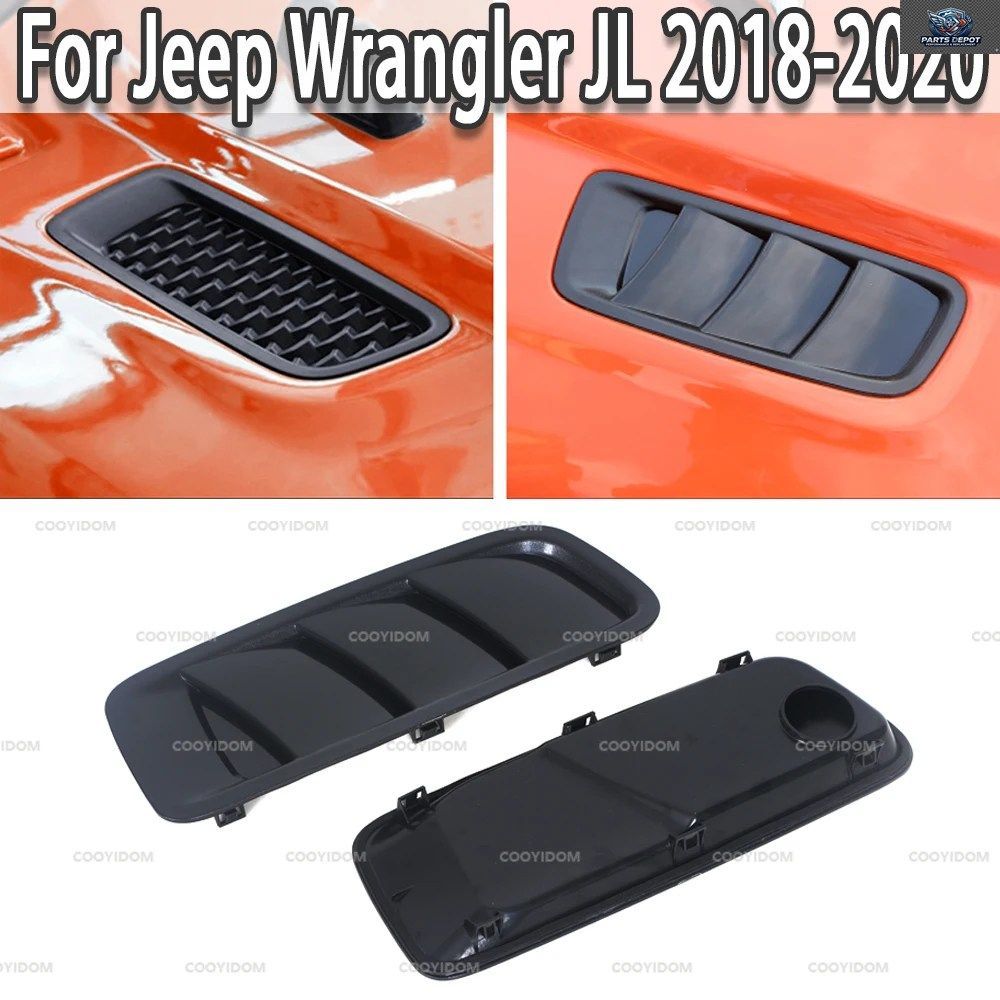 車のエアアウトレット装飾カバー エンジン冷却ボンネットフードベントエアベントスクープダクト ジープ ラングラー JL 2018 2019 2020