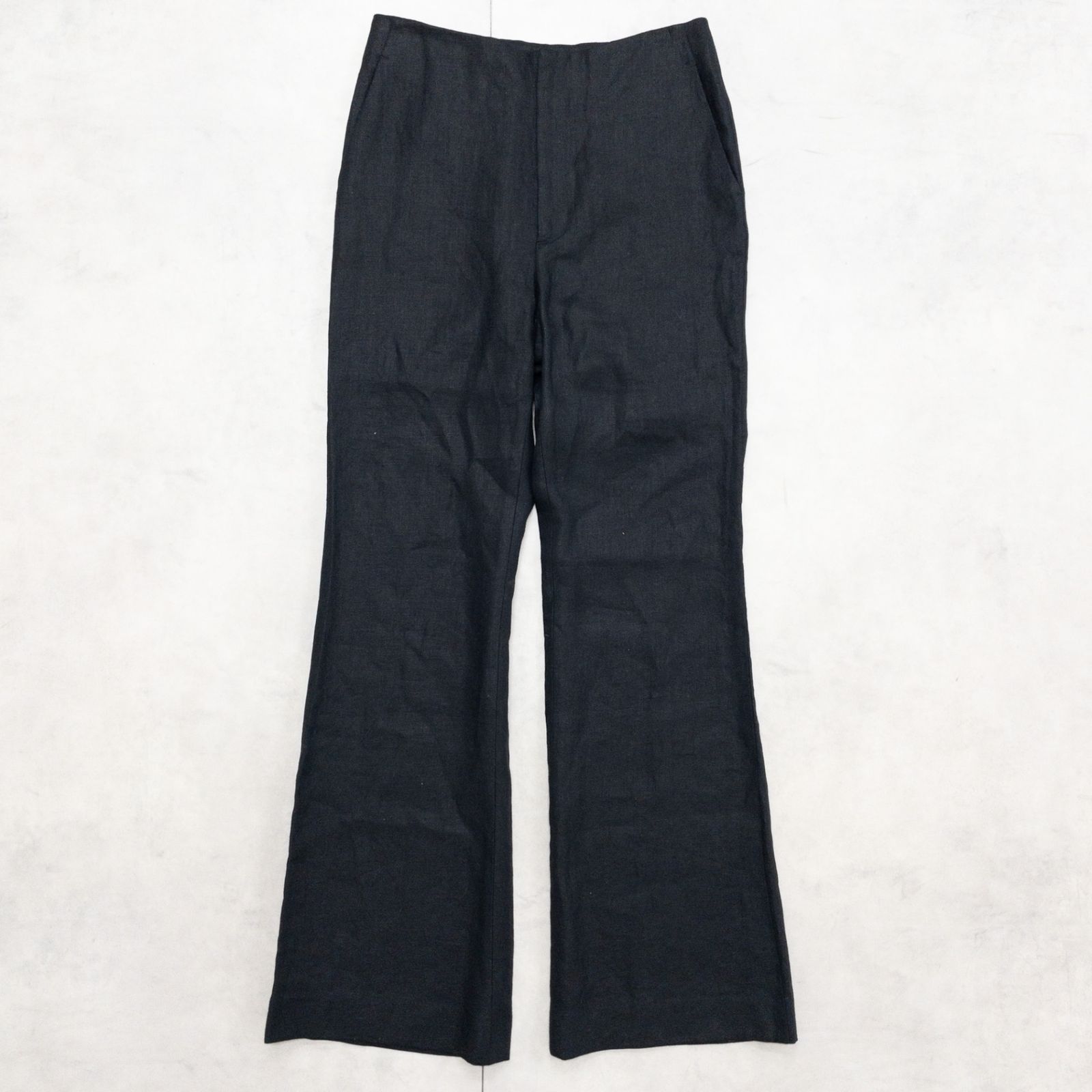 MUSE ミューズ Deuxieme Classe パンツ ワイド フレア リネン ブラック 日本製 レディース 34 b01549