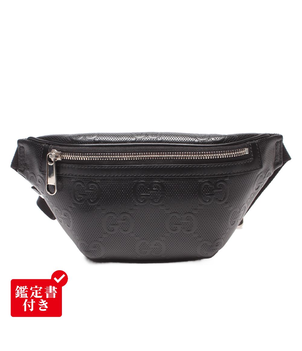 美品 グッチ ウエストポーチ ボディバッグ GGエンボス 658582 325040 メンズ GUCCI