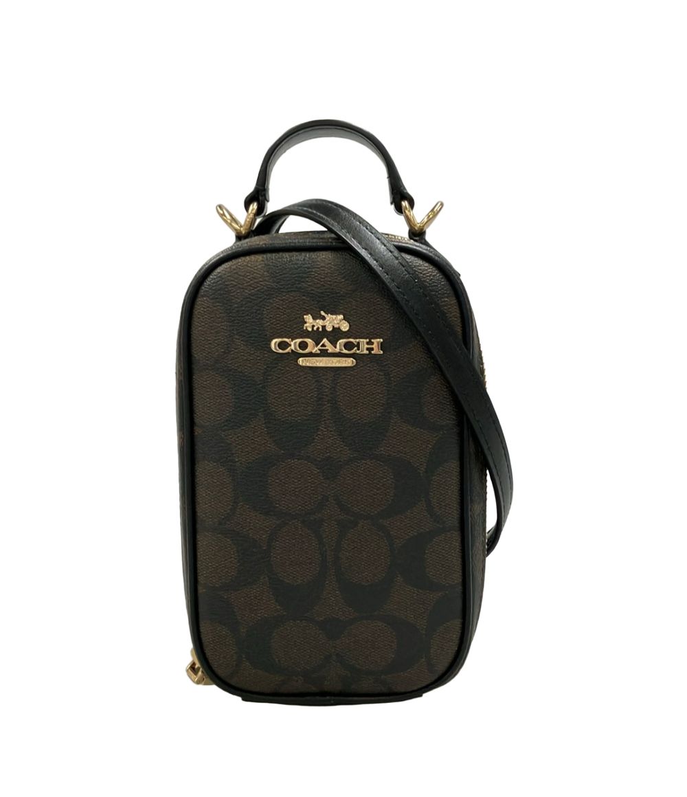 美品 コーチ ショルダーバッグ 斜め掛け スマホショルダー シグネチャー レディース COACH