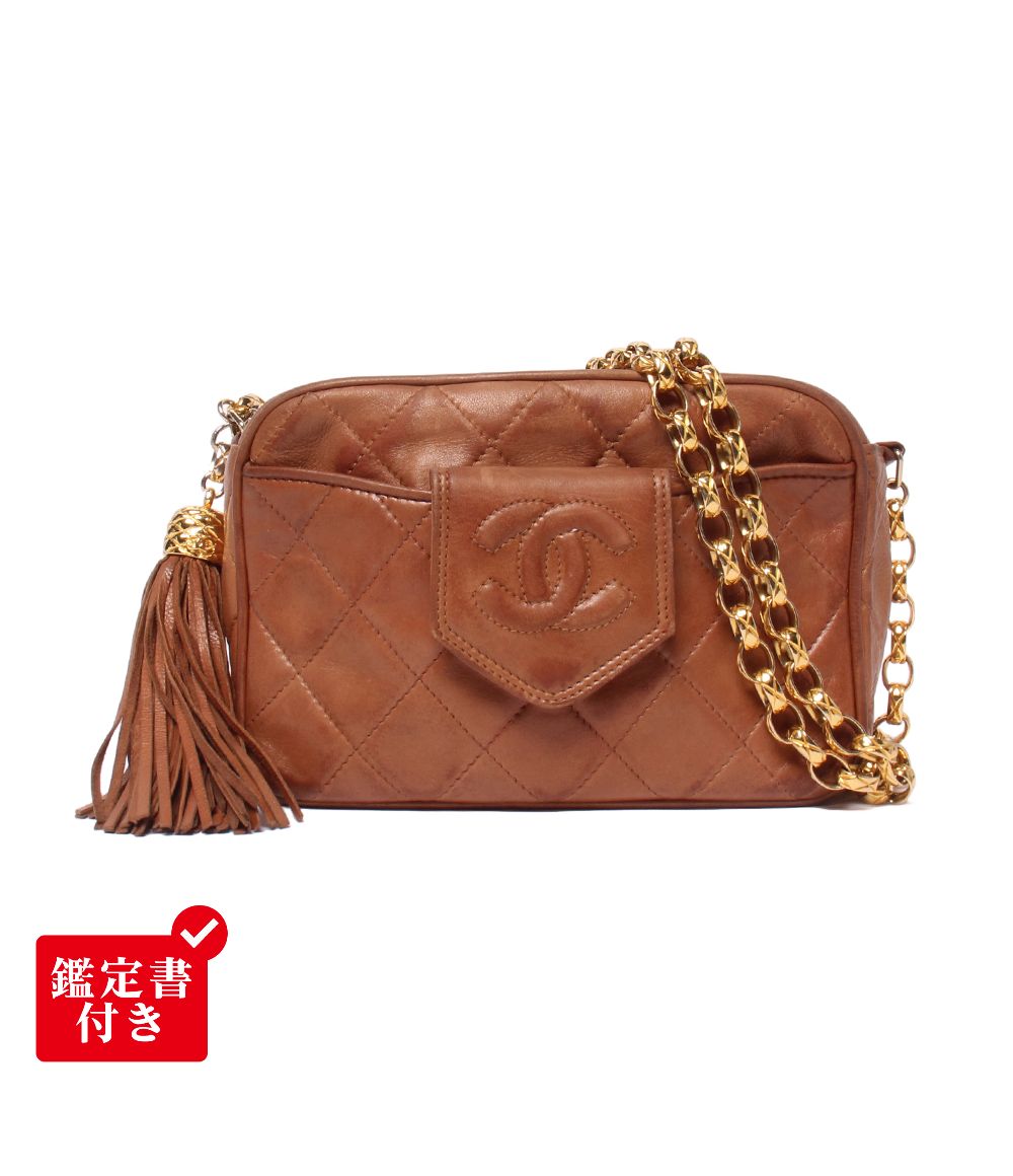 シャネル チェーンショルダーバッグ 1番台 ラムスキン ゴールド金具 マトラッセ レディース CHANEL