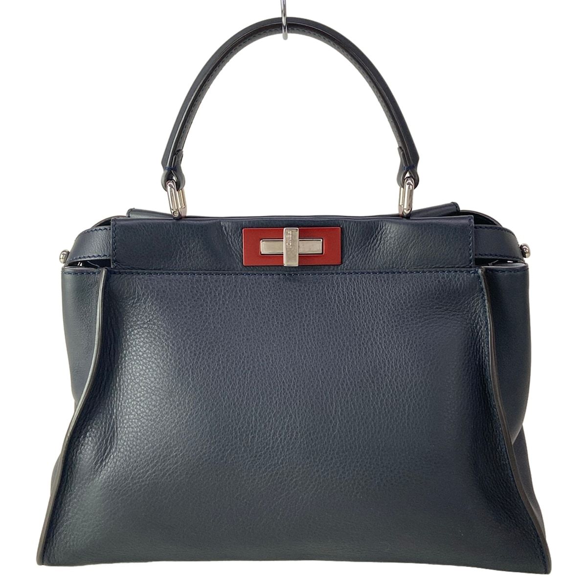 FENDI(フェンディ) ハンドバッグ ピーカブーアイコニックミディアム(レディース) 8BN290 ダークネイビー×ボルドー レザー