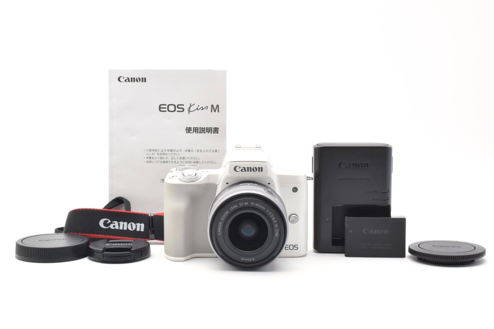 ★極上品★ ★ショット数2000回以下★ キヤノン Canon KISS M ホワイト + EF-M 15-45 F3.5-6.3 IS STM 充電器付き ARYM6389 #05