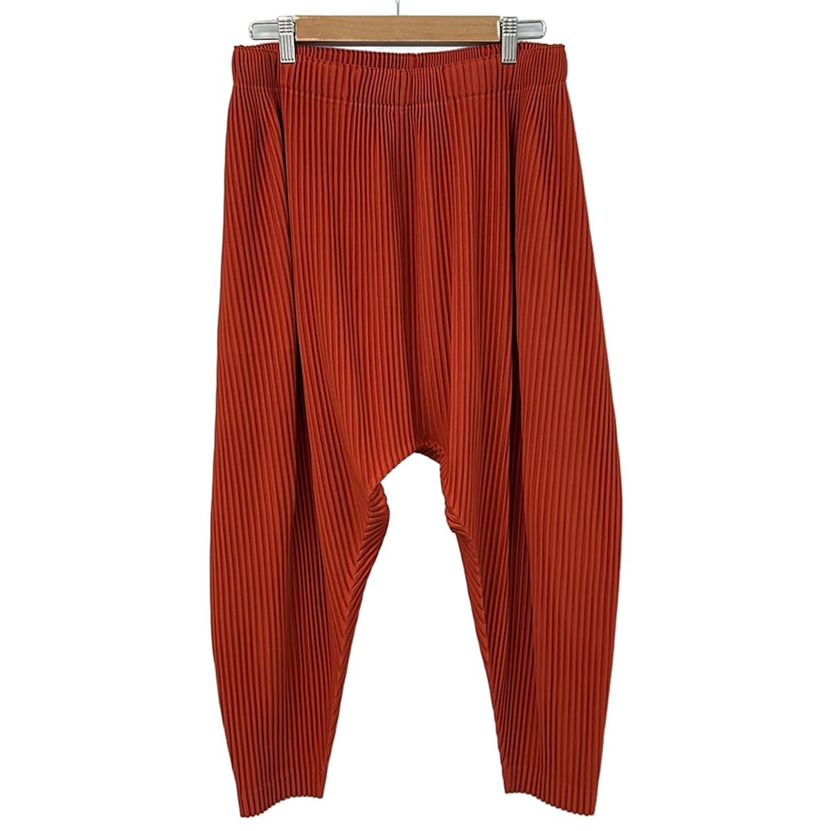 HOMME PLISSE ISSEY MIYAKE(オム プリッセ イッセイ ミヤケ) パンツ サイズ2 M レディース美品 - レッド フルレングス/プリーツ