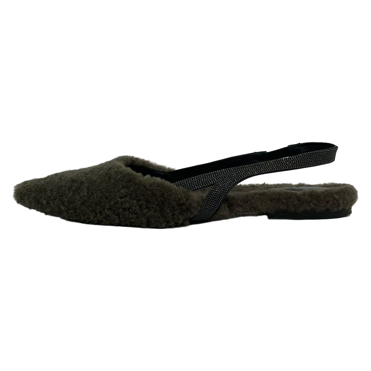 BRUNELLO CUCINELLI(ブルネロクチネリ) サンダル 36 レディース カーキグレー×黒 レザー