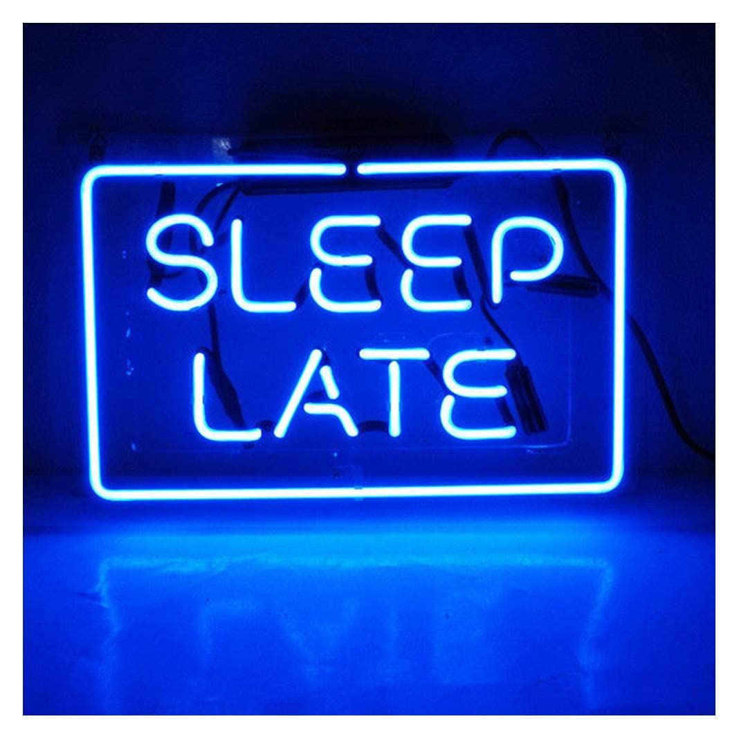 sleep late ネオンサイン ライトNEON SIGN 青色 ビールバー 家装飾 パーティーインテリア13＊8インチ 国内発送 a59e734f