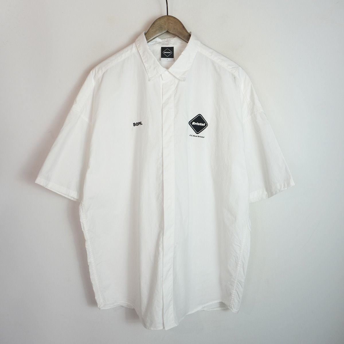 美品 26SS F.C.Real Bristol ブリストル AUTHENTIC FLY FRONT S/S SHIRT コットン 半袖シャツ FCRB-260070 サイズL ホワイト 白 3647Q♪