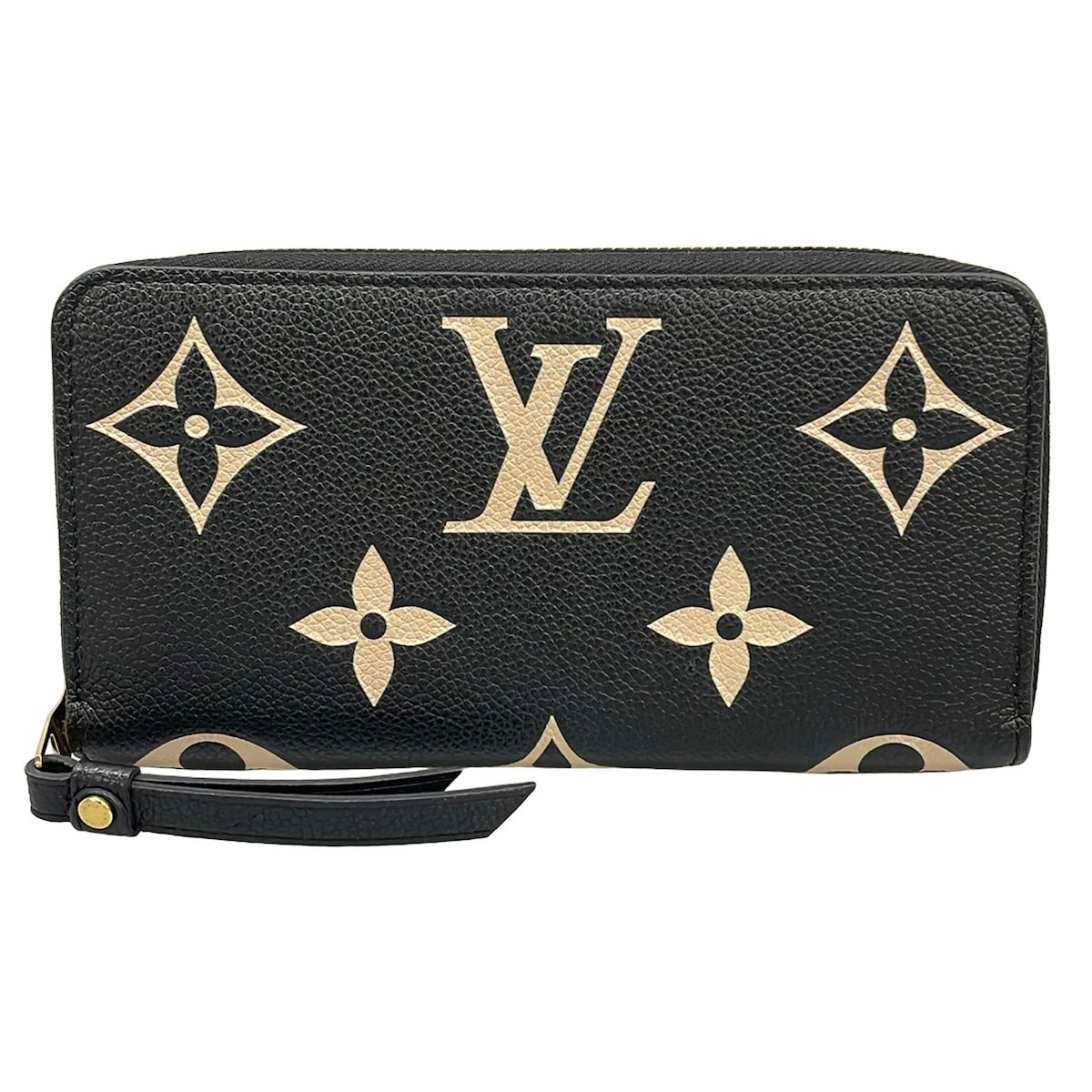 LOUIS VUITTON(ルイヴィトン) 長財布 バイカラーモノグラムアンプラント ジッピーウォレット M80481 ブラックベージュ レザー、牛革