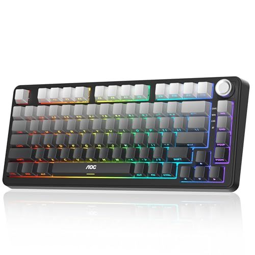 【国内正規品】AOC GK330 ゲーミングキーボード ワイヤレス 3WAY接続(BT5.0/2.4G/有線) 81キー75%コンパクト メカニカルキーボード ホットスワップ ガスケット構造 5層消音 スタビライザー PBTキーキャップ 40 486b1da3